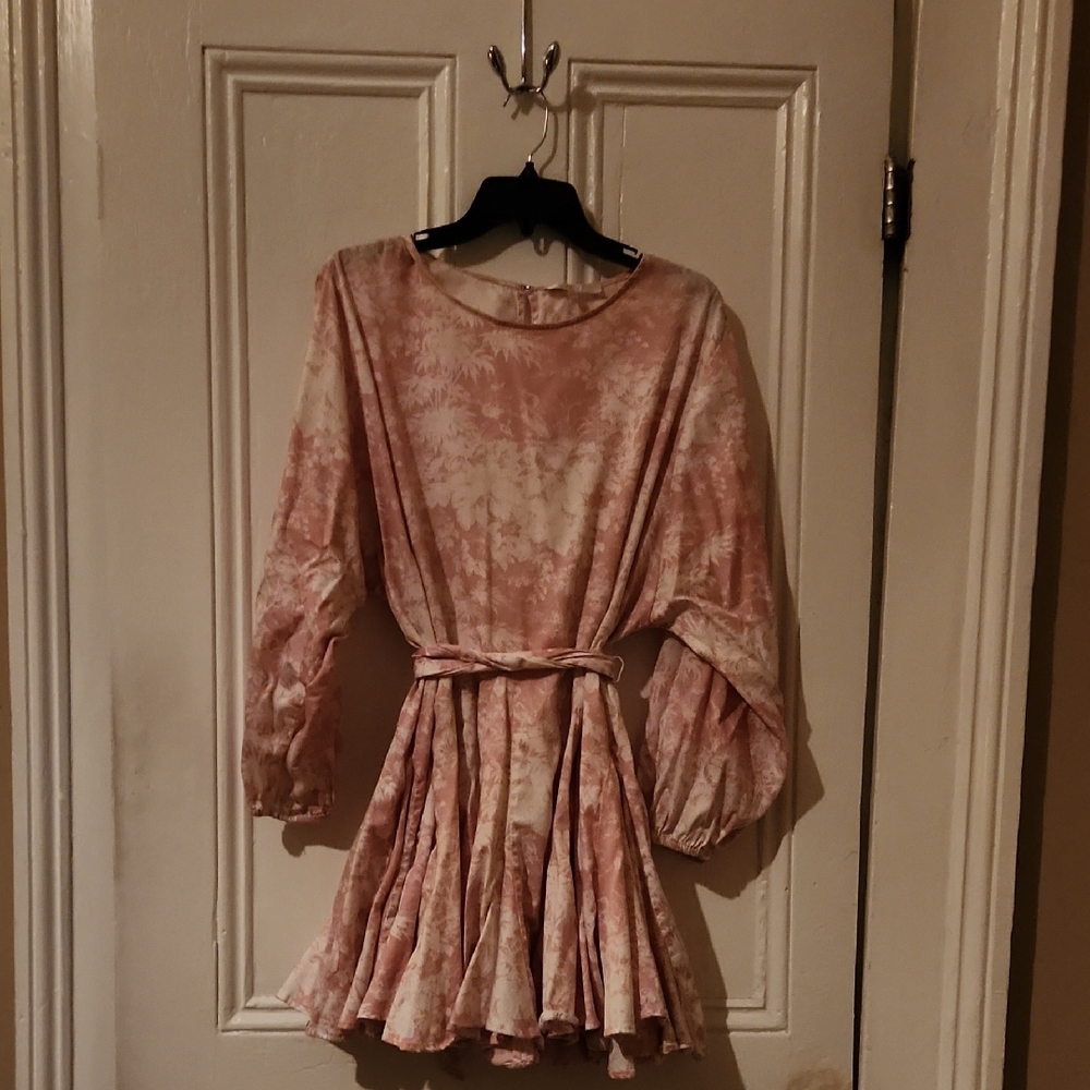 Wayf Pink and White Dress